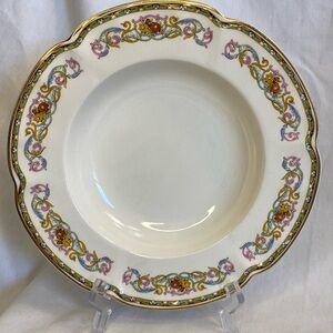 Pareek Johnson Bros England ~ GUERNSEY 10” Plate  Blue Yellow Pink Scrolls